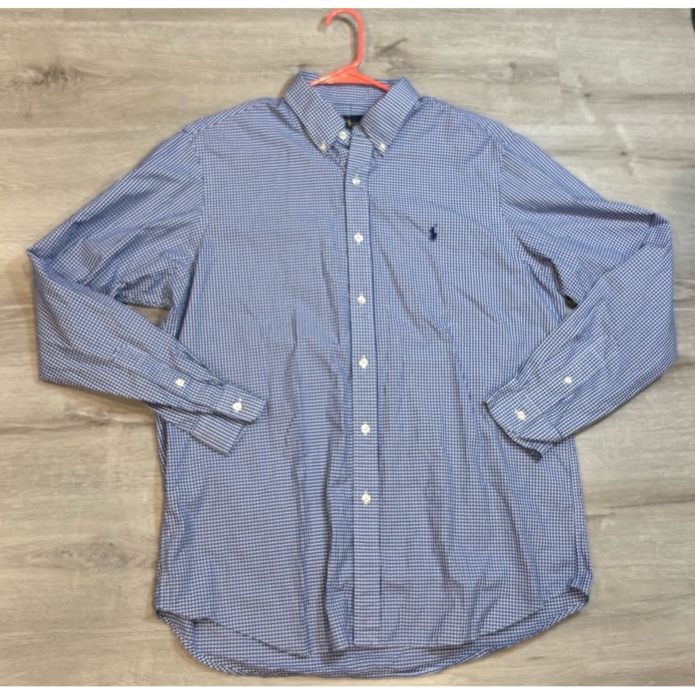 Ralph Lauren Button Down Shirt‎ Mens XL  Check Blue White